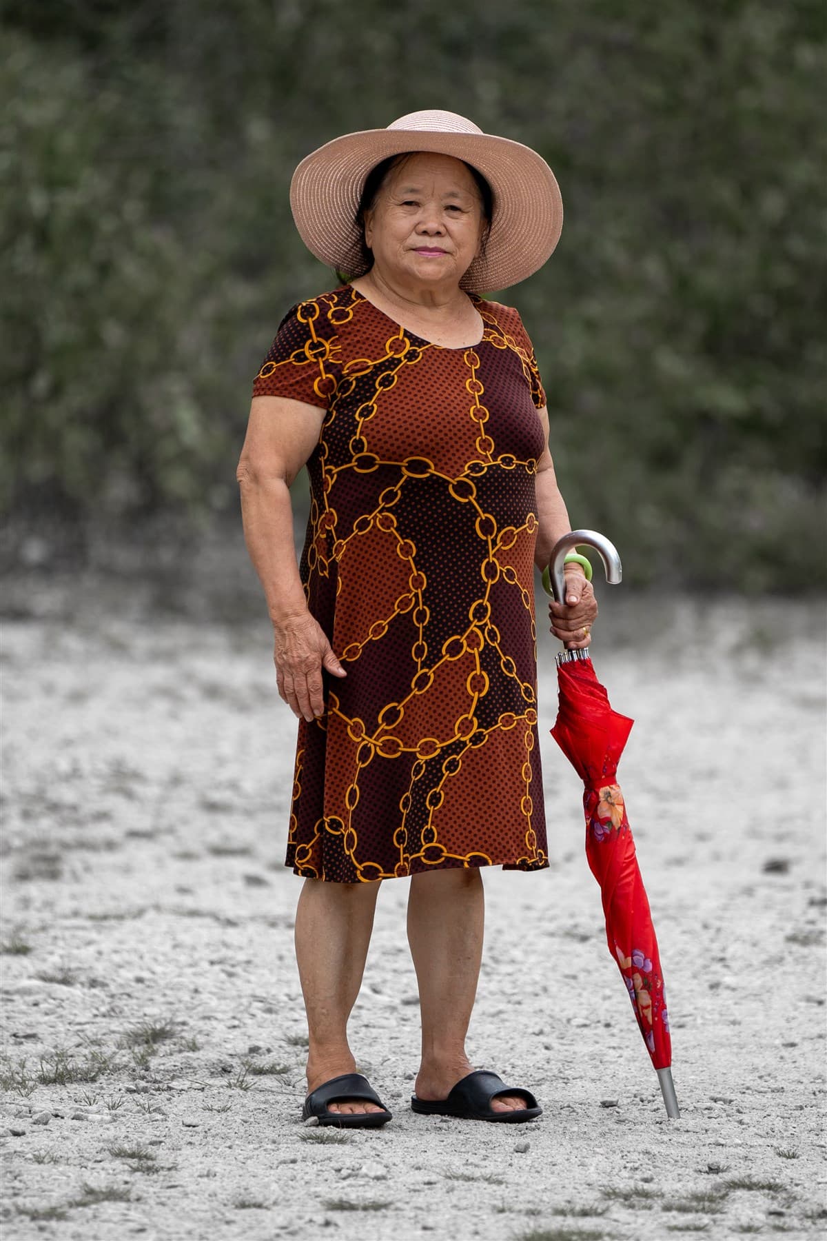 Portrait in the rain with an umbrella.